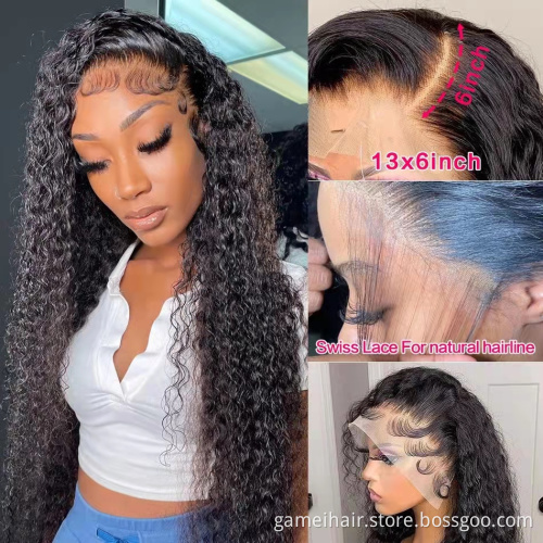 Wholesale 4*4" 13*6" long Deep Wave Lace Frontal Closure Wig Vendor Natural Virgin Brazilian Human Hair Transparent Lace Wig